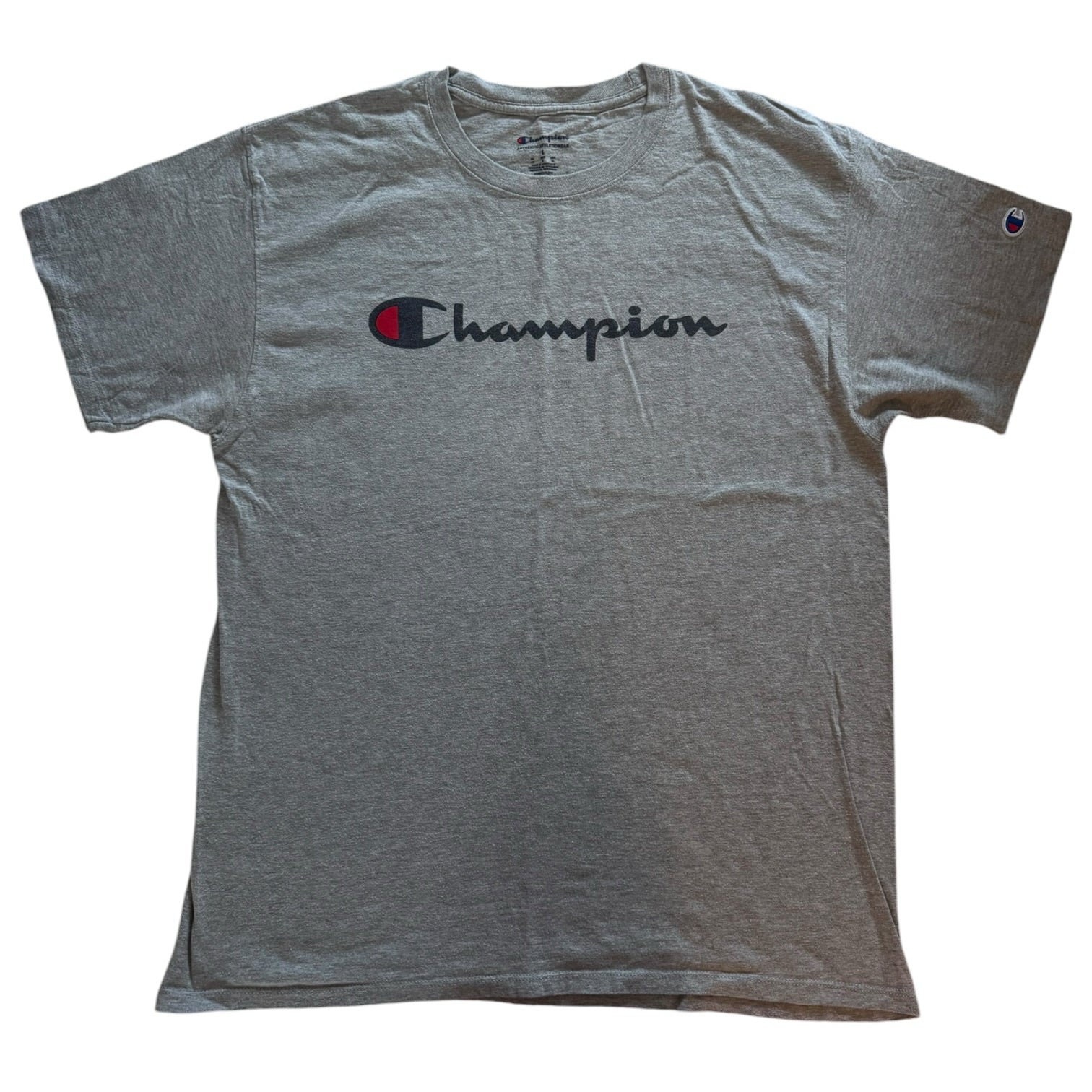 Large Champion Grey Spellout T-Shirt
