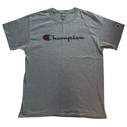 Large Champion Grey Spellout T-Shirt