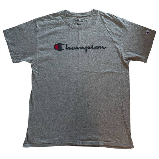 Large Champion Grey Spellout T-Shirt