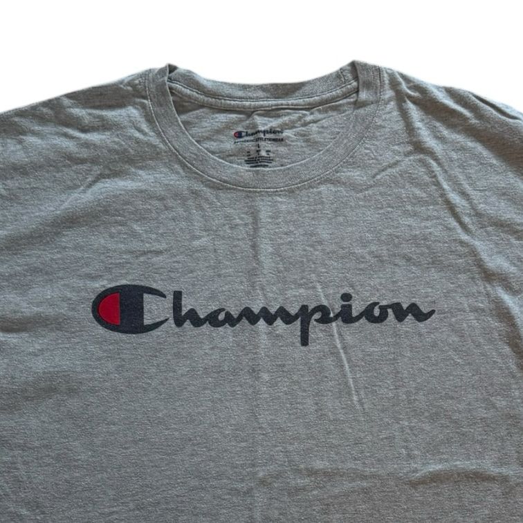 Large Champion Grey Spellout T-Shirt