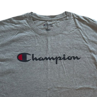 Large Champion Grey Spellout T-Shirt