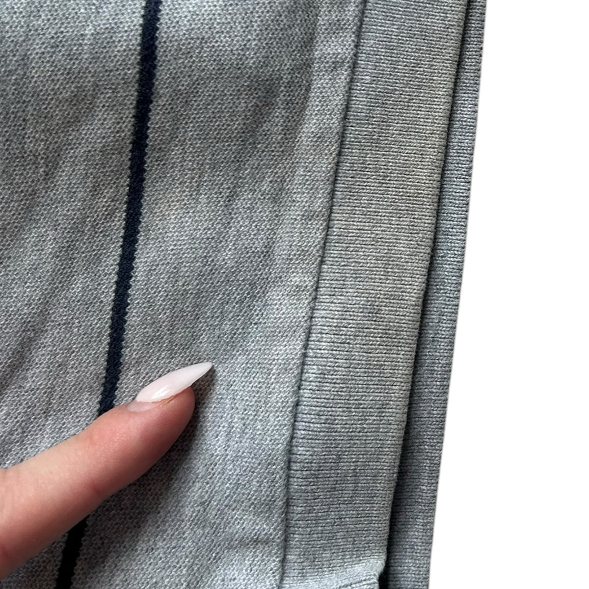 Large Nautica Grey with White and Navy Stripes Polo Shirt