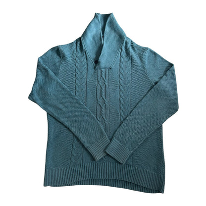 Extra large Tommy Hilfiger Blue Cable Knit Shawl Neck Jumper