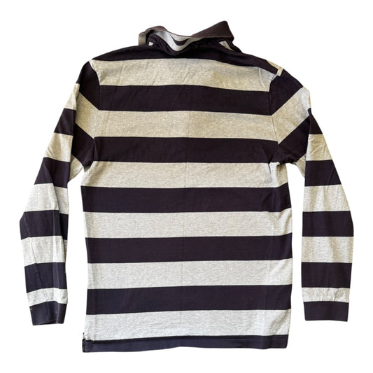 Medium Lacoste Navy And Grey Long Sleeved Polo Shirt