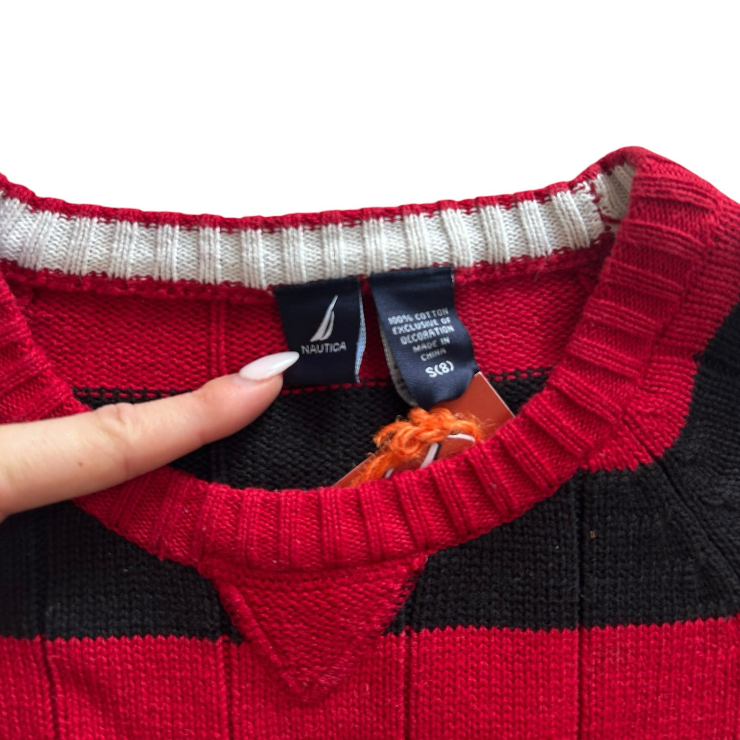 Aged 8 Nautica Red and Black Knitted Jumper