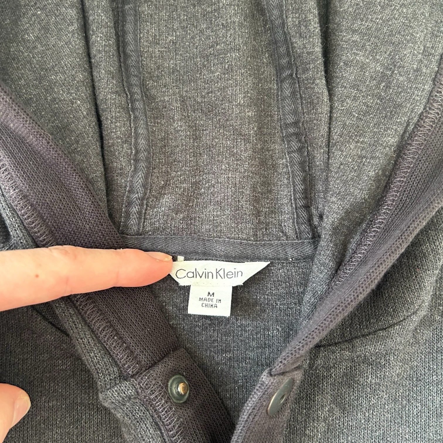 Medium Calvin Klein Black Two Toned Henley Button Hoodie