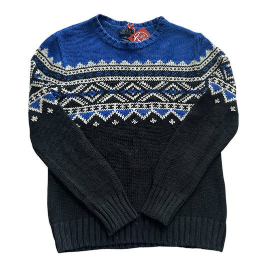 Aged 10-12 Ralph Lauren Blue and Black Knitted Jumper