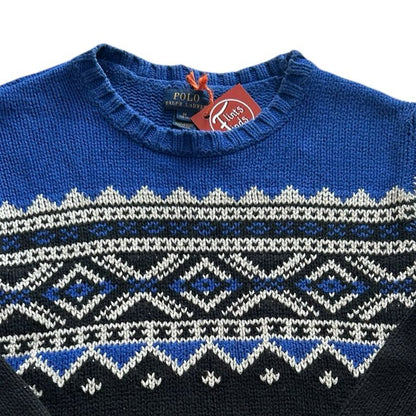 Aged 10-12 Ralph Lauren Blue and Black Knitted Jumper