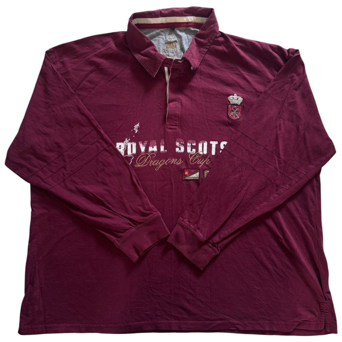 4XL Highland Polo Society Burgundy Royal Scots Rugby Shirt