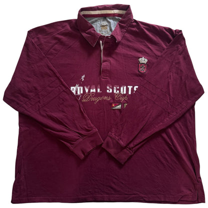 4XL Highland Polo Society Burgundy Royal Scots Rugby Shirt