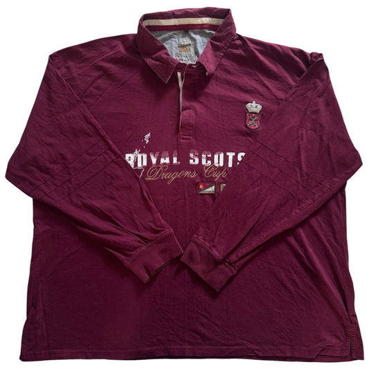 4XL Highland Polo Society Burgundy Royal Scots Rugby Shirt