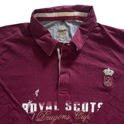 4XL Highland Polo Society Burgundy Royal Scots Rugby Shirt