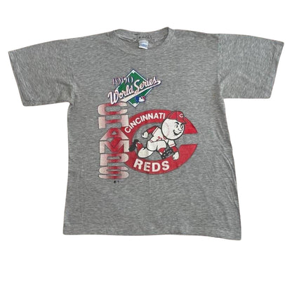 Large 1990 Cincinnati Reds World Champs MLB Grey T-Shirt