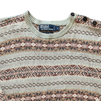 Woman's Large Ralph Lauren Green Fair Isle Knitted Jumper