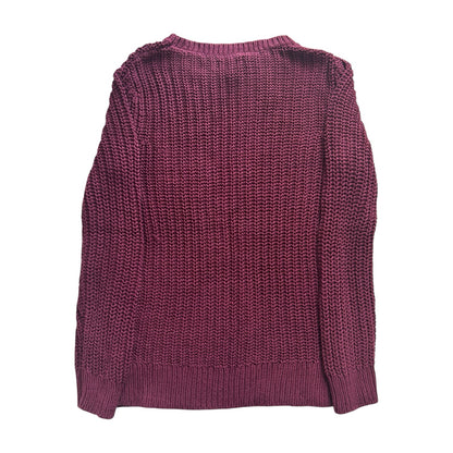 Woman's Medium Nautica Burgundy Red Knitted Ribbed Jumper