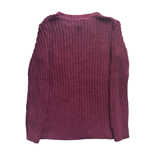 Woman's Medium Nautica Burgundy Red Knitted Ribbed Jumper