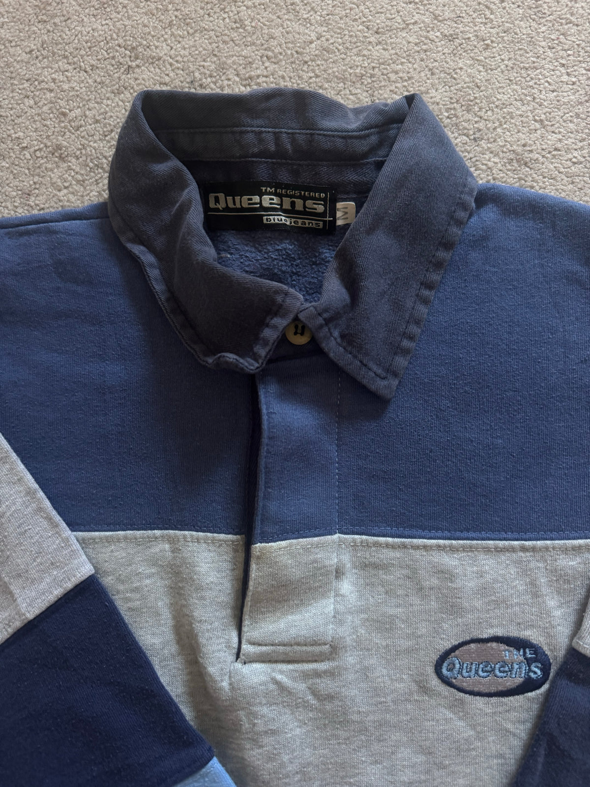 Medium Queens Blue and Grey Sweatshirt Rugby Shirt