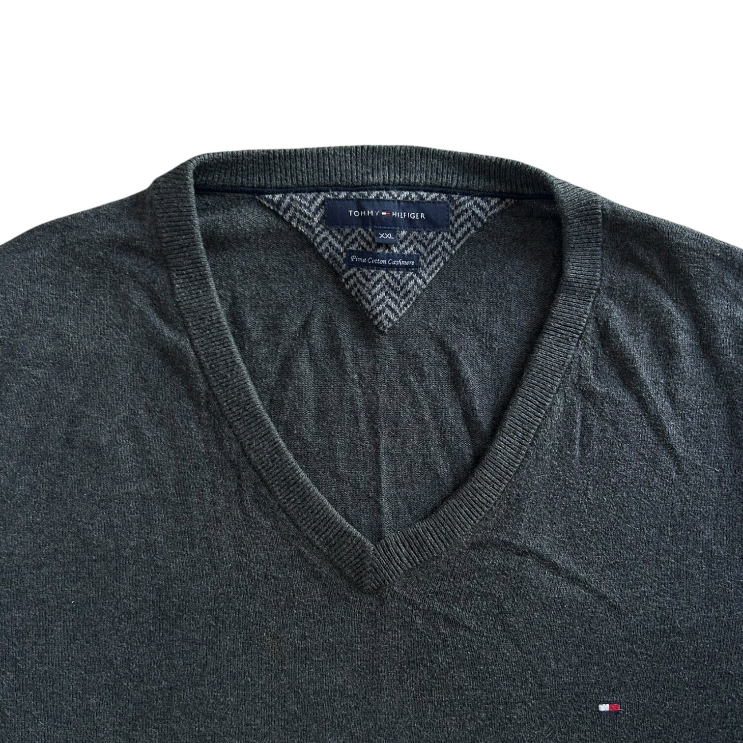 XXL Tommy Hilfiger Dark Grey V-Neck Knitted Jumper