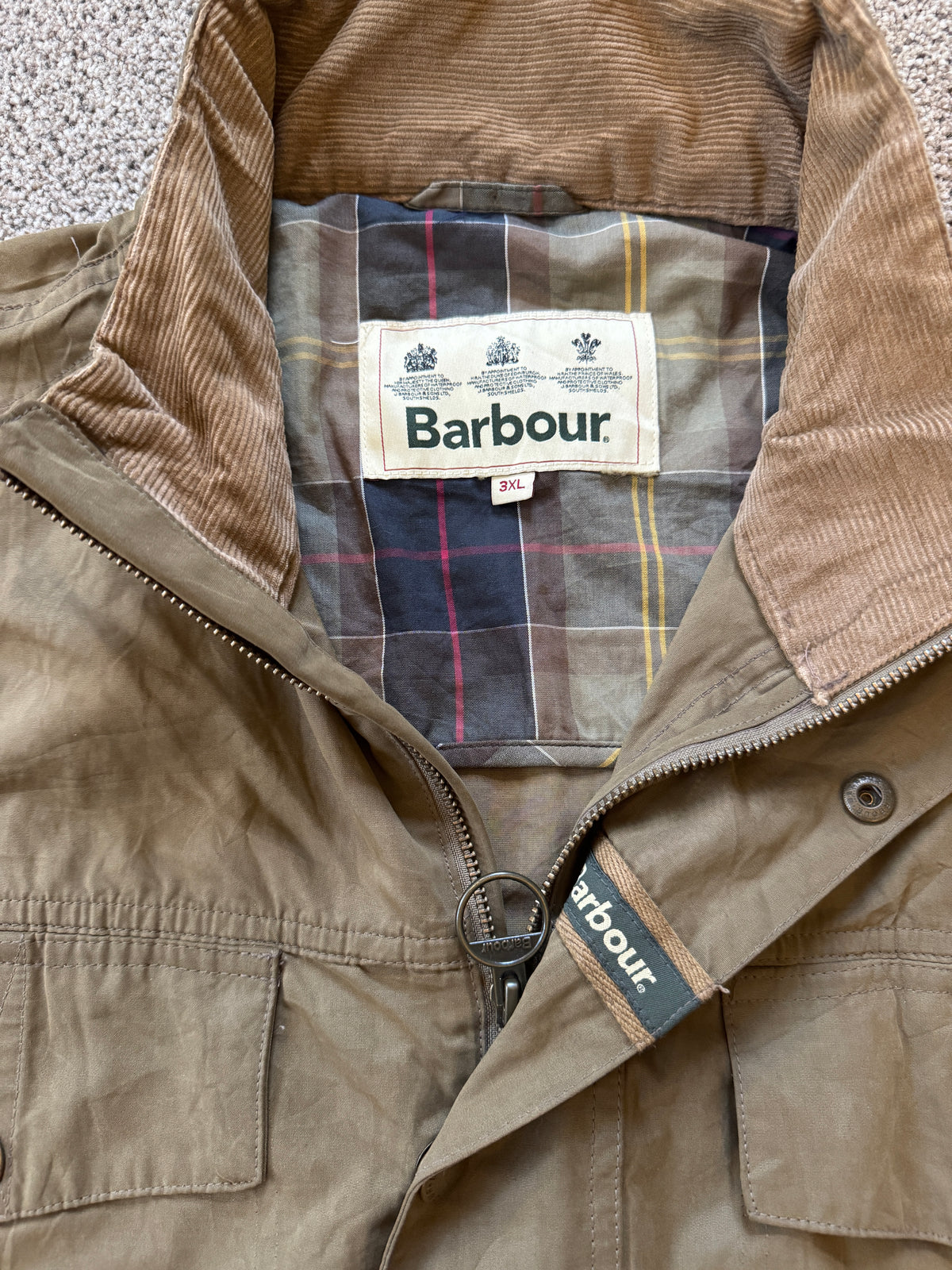 3XL Barbour Tan Light Brown Sanderling Casual Jacket (replaced pockets)