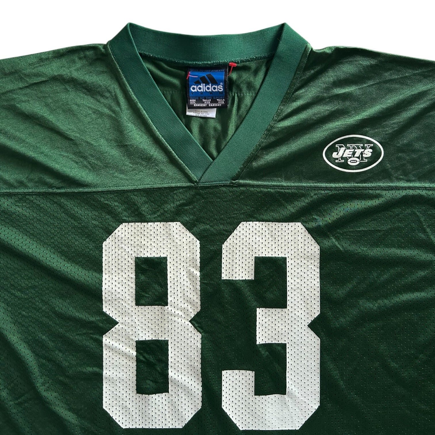 2002-04 XXL Adidas Green New York Jets 83 Moss NFL Jersey