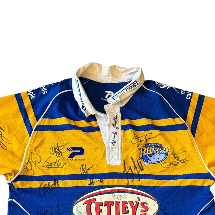 Signed Large Blue Leeds Rhinos Rugby Shirt