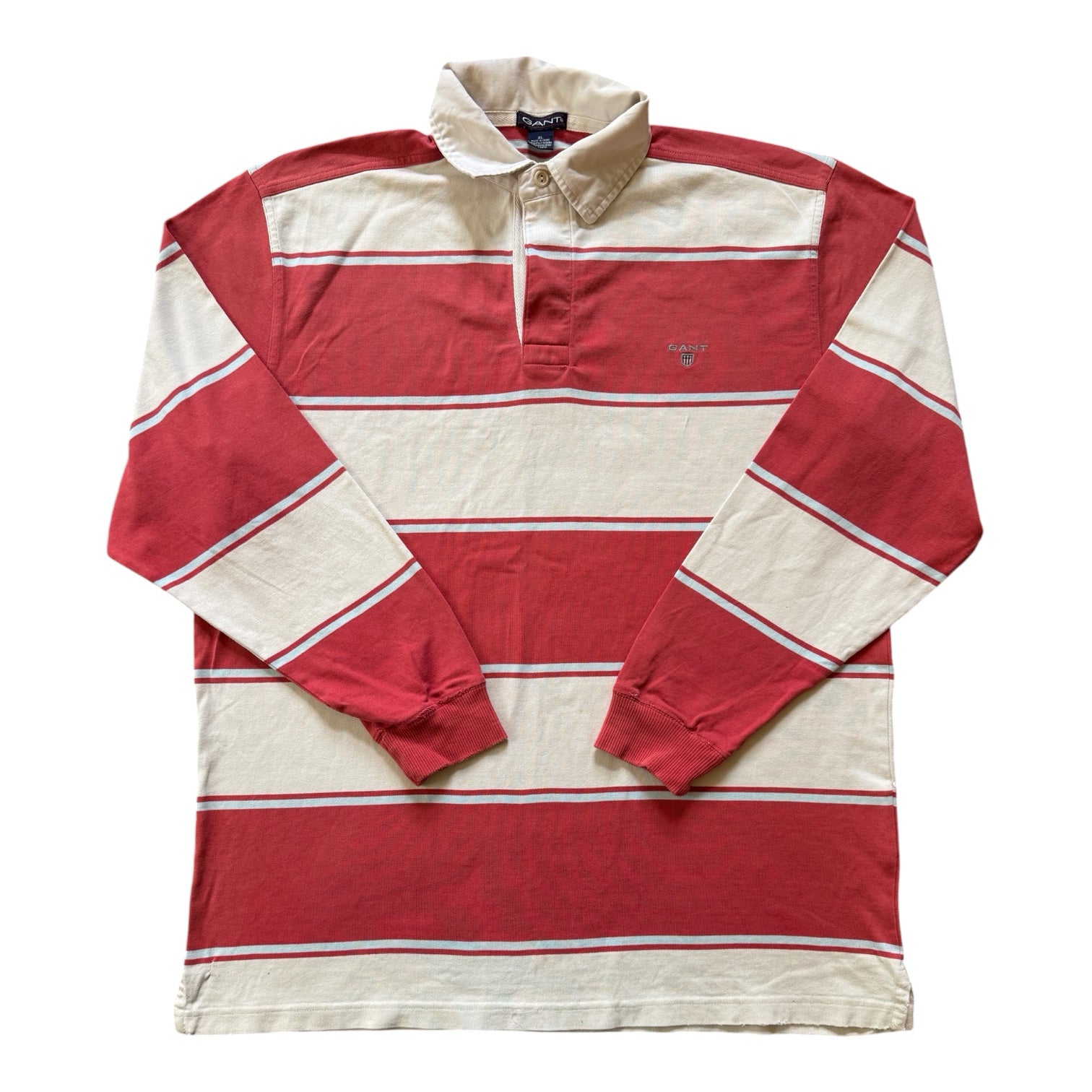 Extra large Gant Red and White Rugby Shirt - repaired