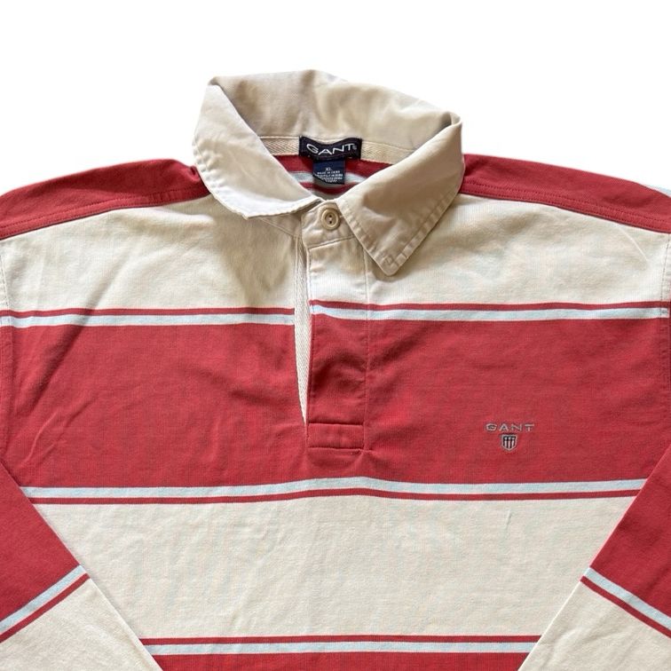 Extra large Gant Red and White Rugby Shirt - repaired