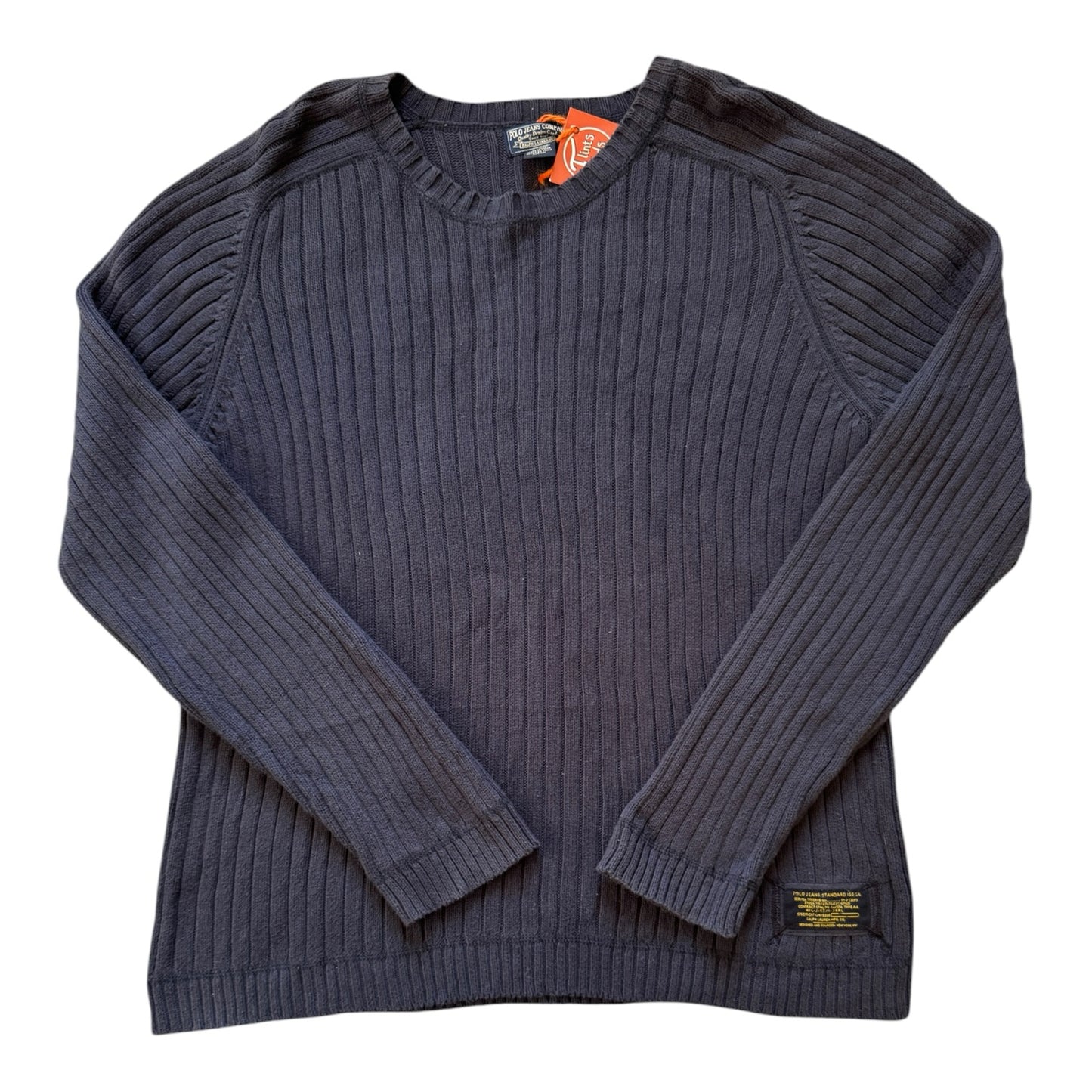 Large Ralph Lauren Navy Knitted Ribbed Jumper