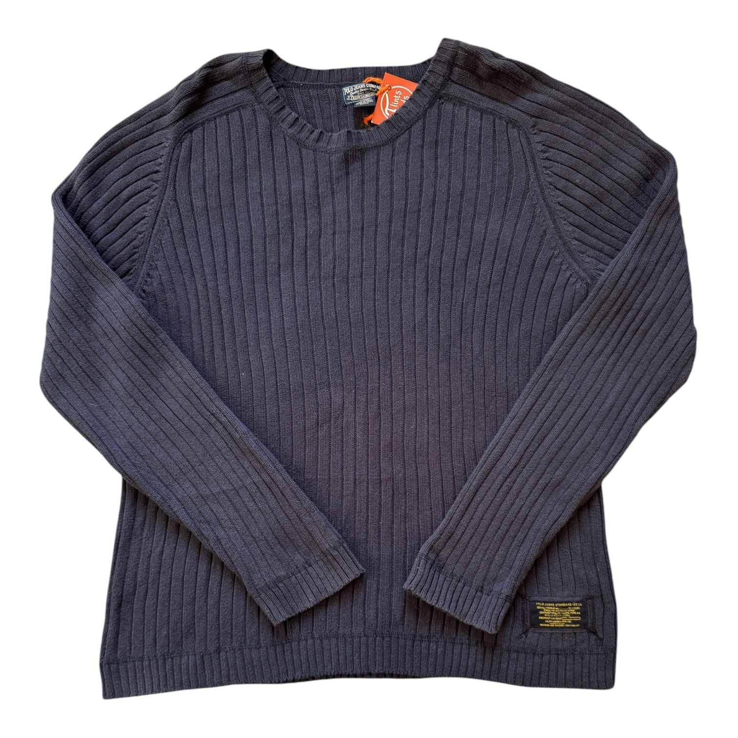 Large Ralph Lauren Navy Knitted Ribbed Jumper