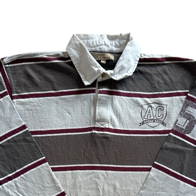 Medium Tex White and Brown Rugby Shirt