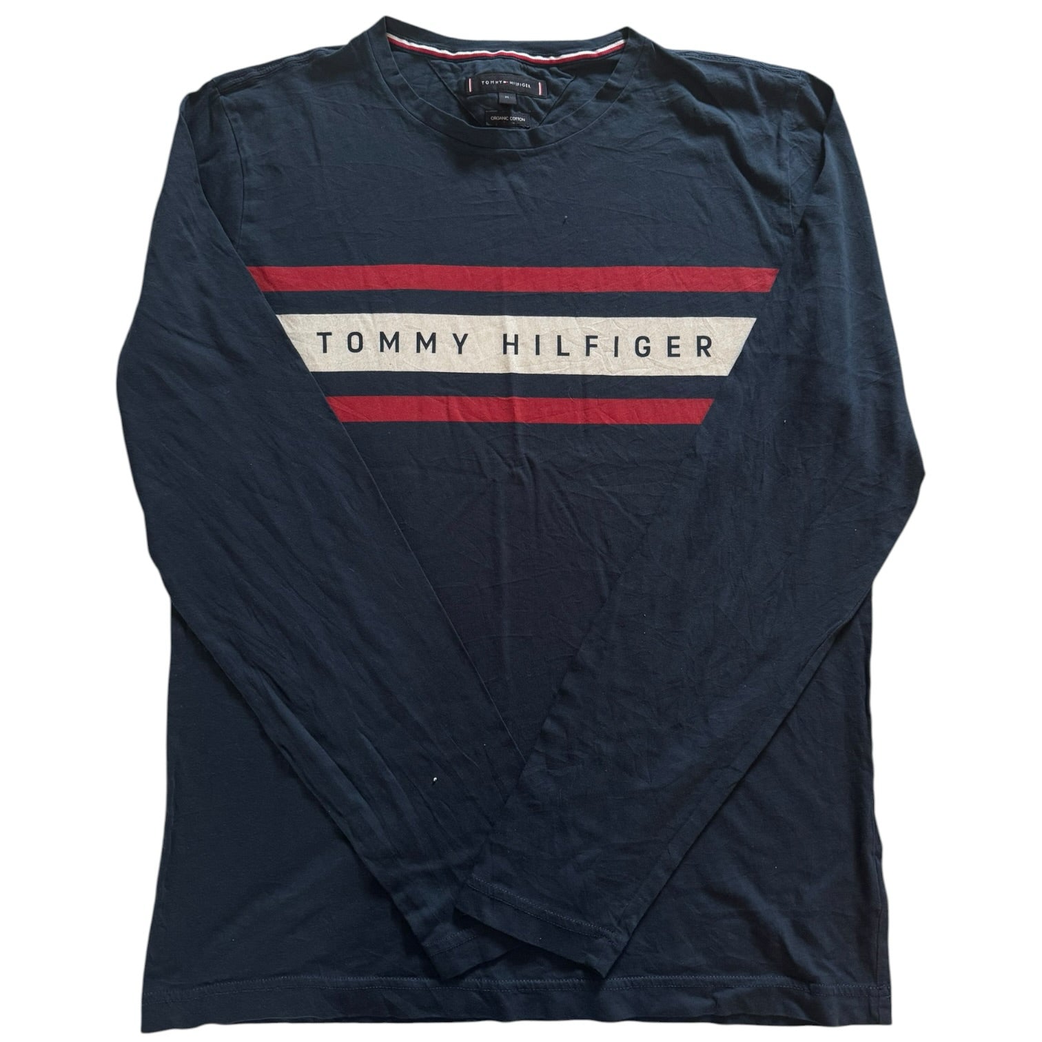 Medium Tommy Hilfiger Navy Long Sleeved Spellout T-Shirt