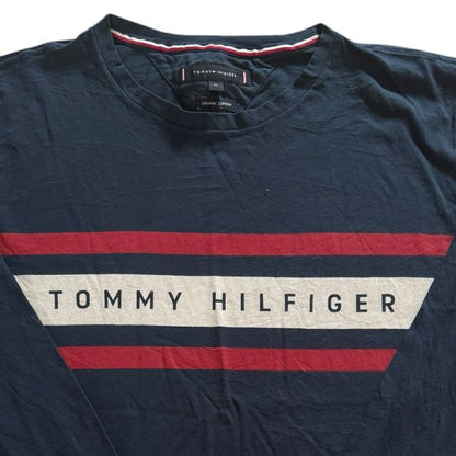 Medium Tommy Hilfiger Navy Long Sleeved Spellout T-Shirt