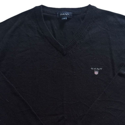 Medium Gant Black Knitted V-Neck Jumper