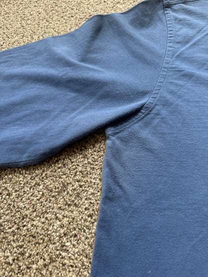 Large 90s Burberry Blue with Nova Check Detailed Rugby Shirt