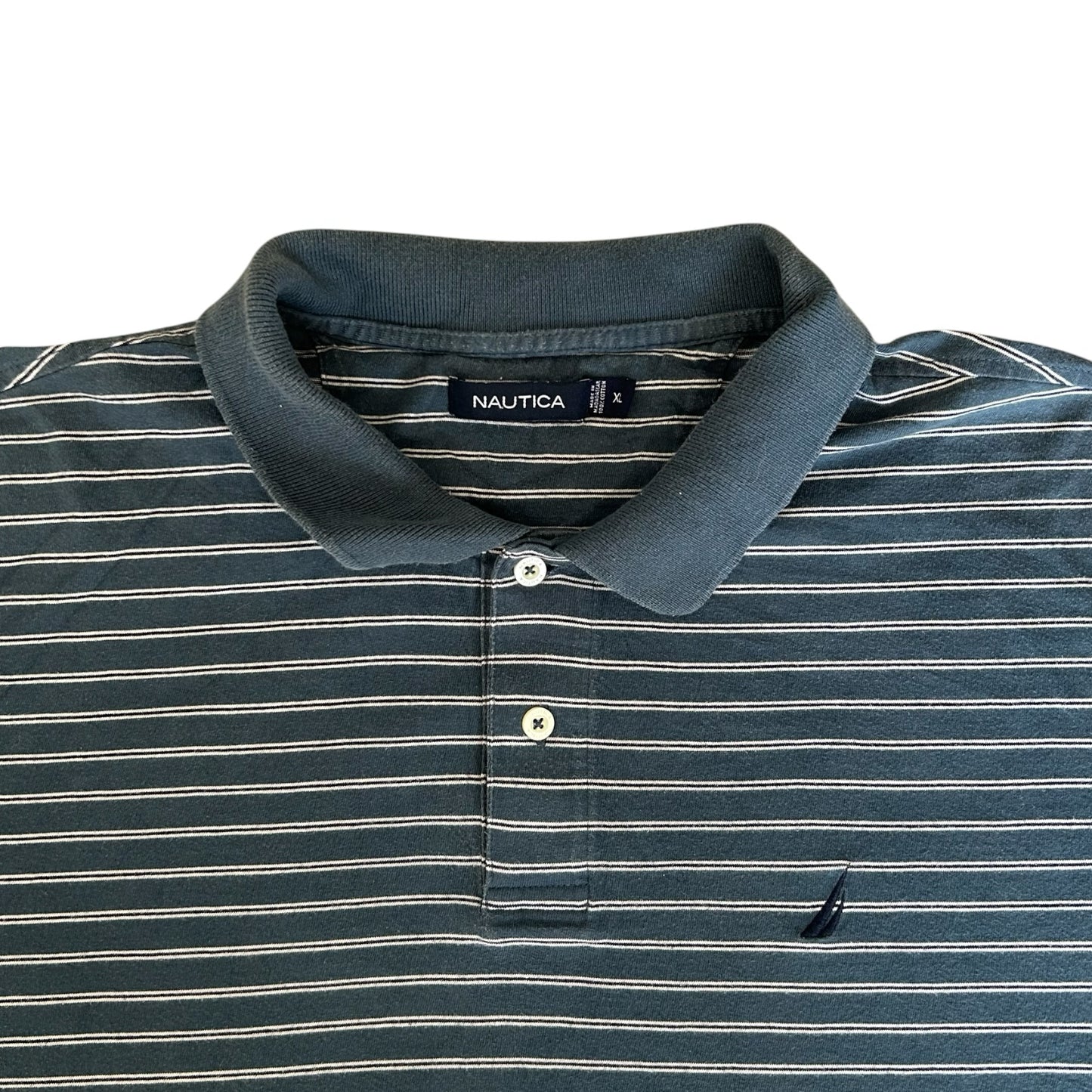 Extra large Nautica Blue and White Striped Polo Shirt