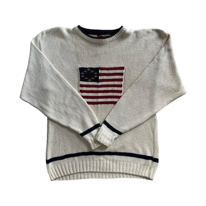 Woman's Extra large Old Glory USA Flag Cream Knitted Jumper
