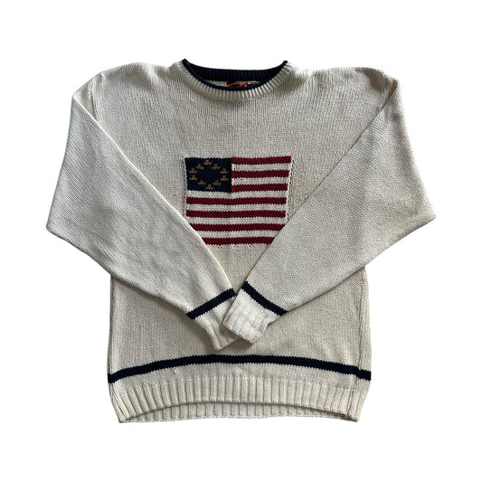 Woman's Extra large Old Glory USA Flag Cream Knitted Jumper