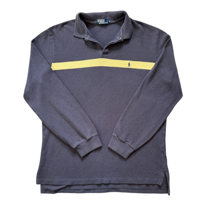 Extra large Ralph Lauren Navy and Yellow Long Sleeved Polo Shirt