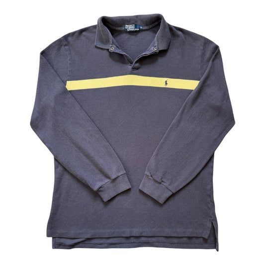 Extra large Ralph Lauren Navy and Yellow Long Sleeved Polo Shirt