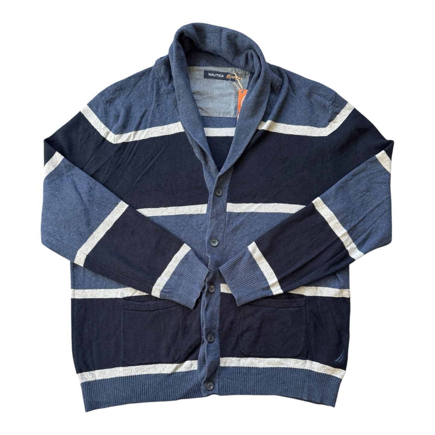 Extra large Nautica Blue, Navy and White Cardigan