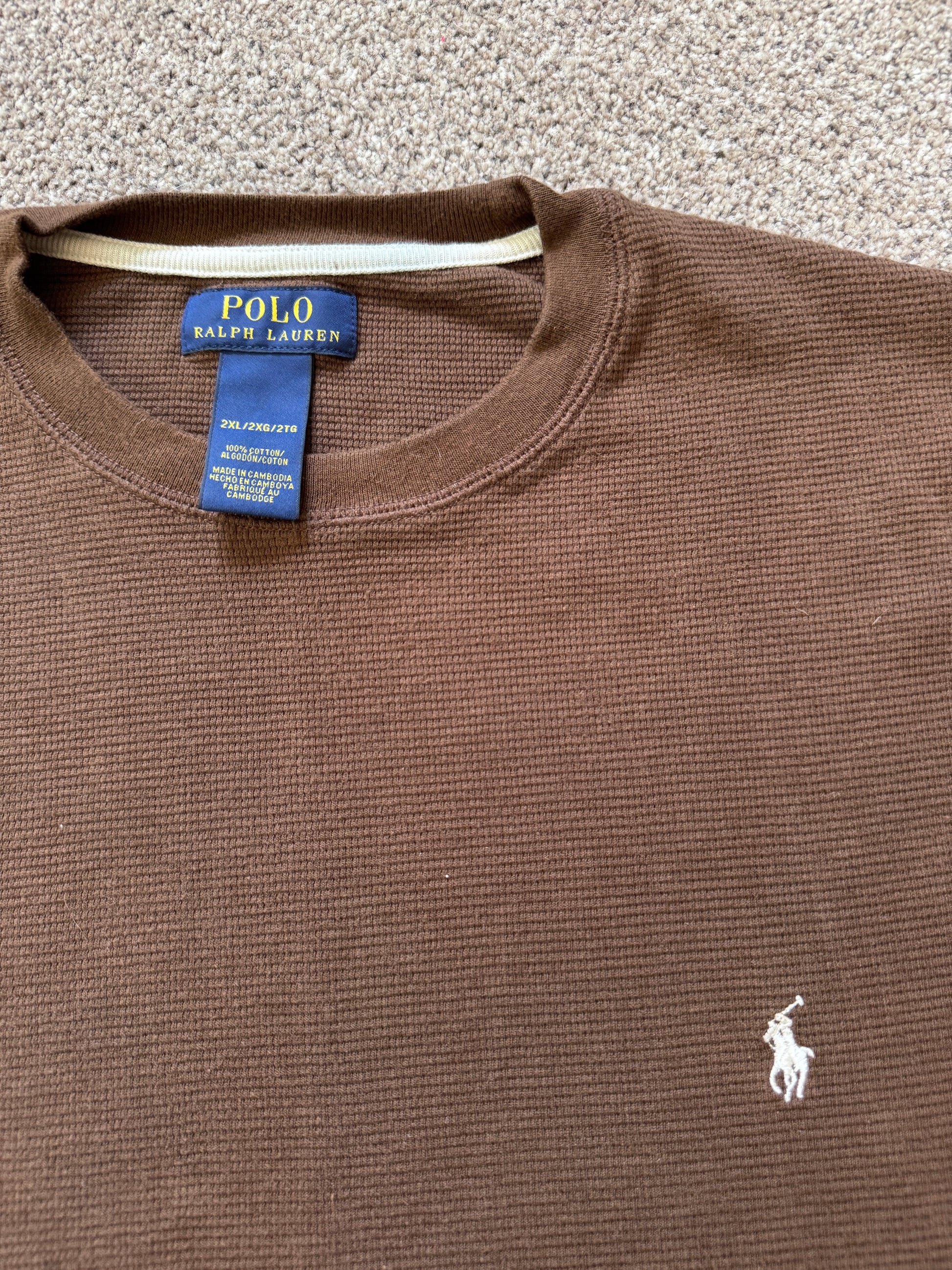 XXL Ralph Lauren Brown Waffle Thin Sweatshirt