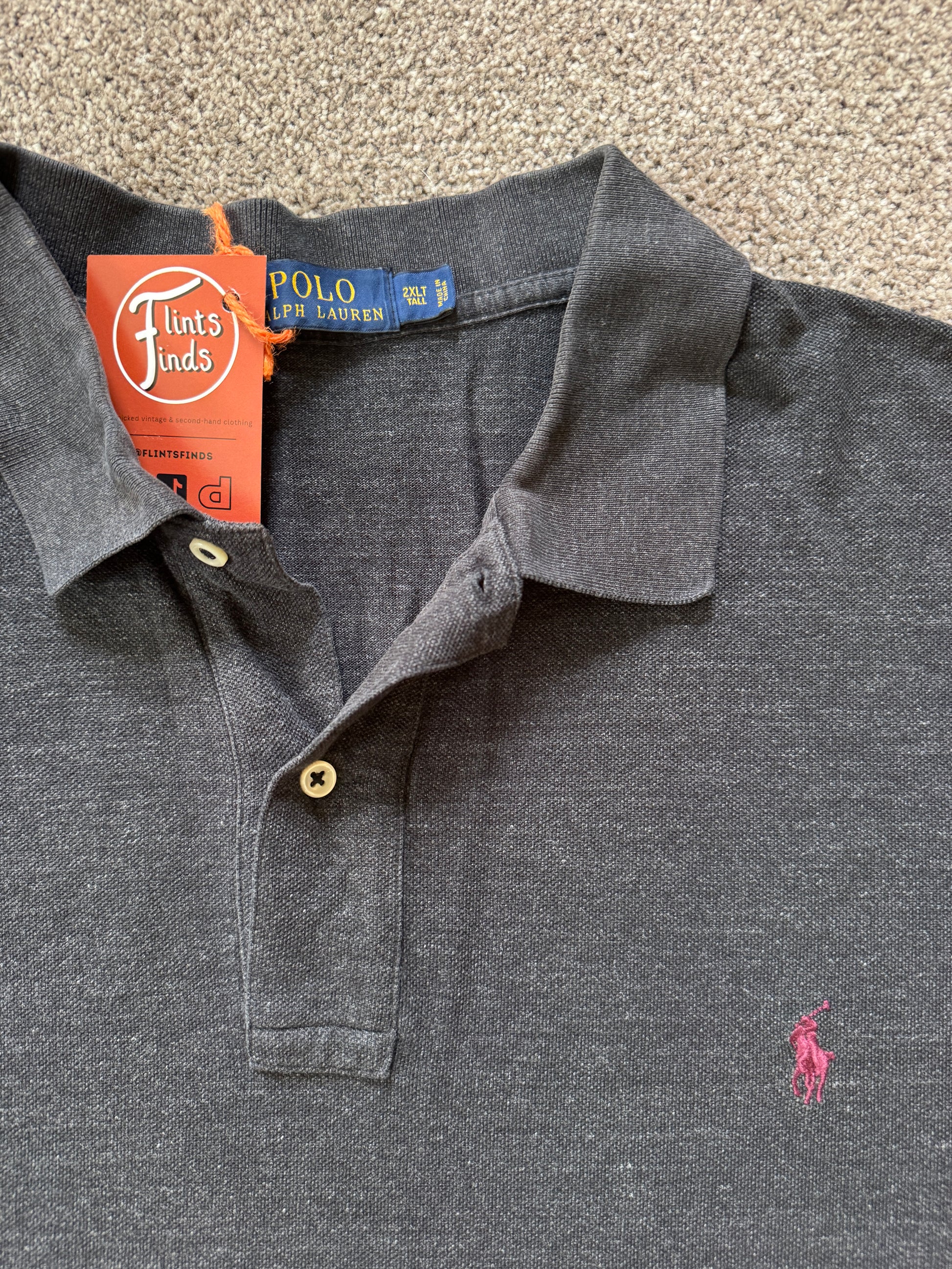 2XLT Ralph Lauren Grey Speckled Polo Shirt