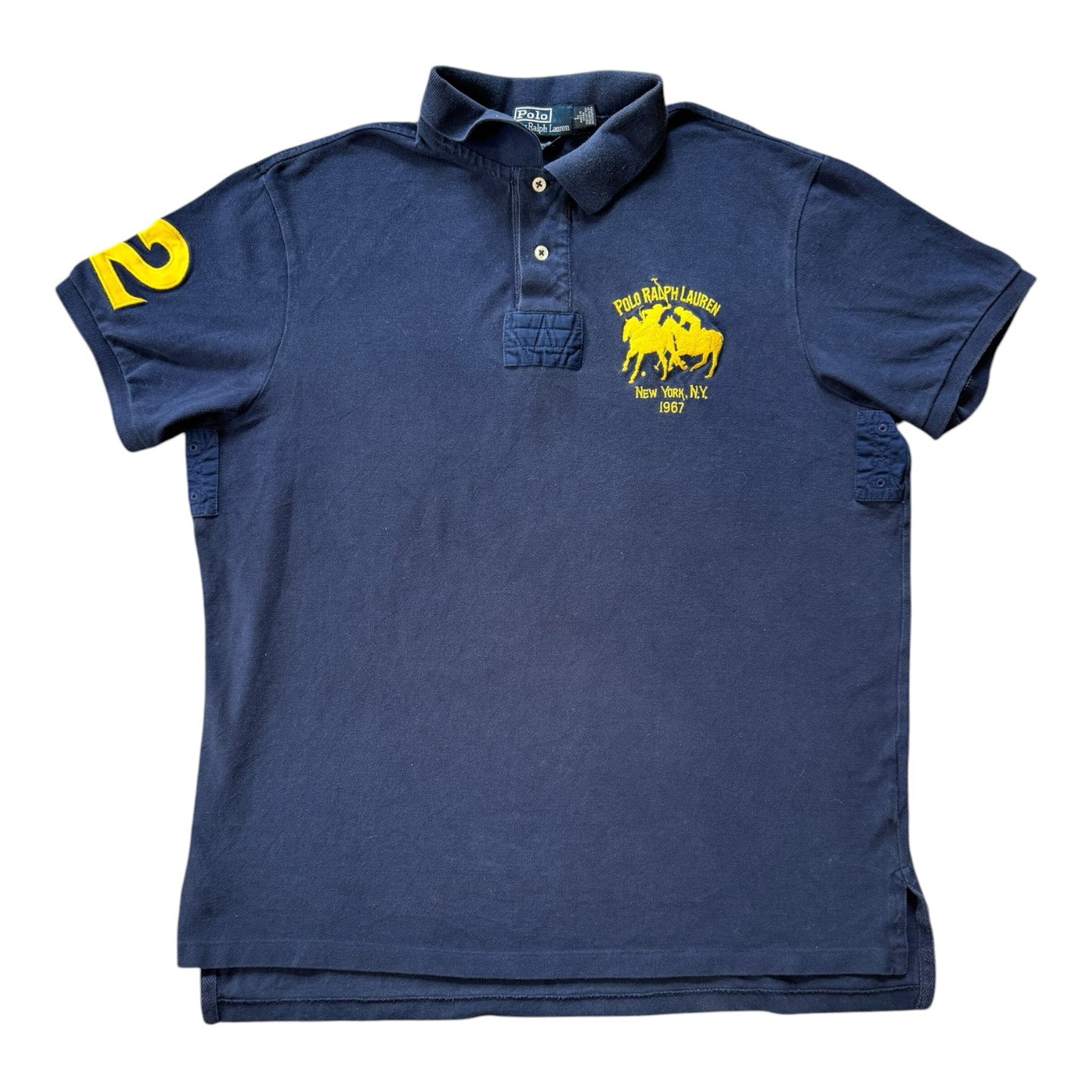 Large Ralph Lauren Navy and Yellow Big Pony Polo Shirt