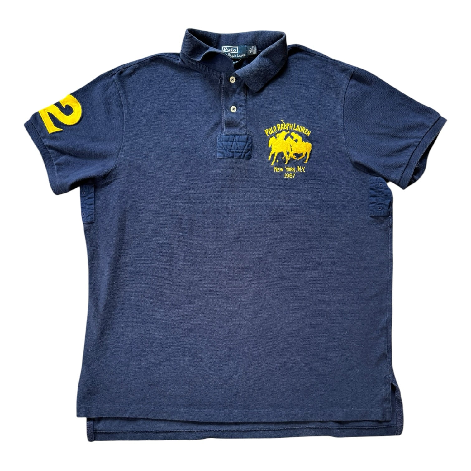 Large Ralph Lauren Navy and Yellow Big Pony Polo Shirt