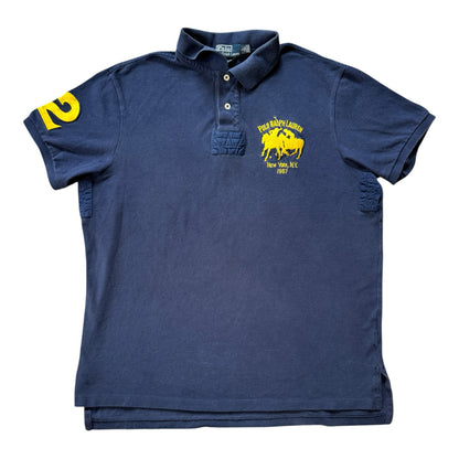 Large Ralph Lauren Navy and Yellow Big Pony Polo Shirt