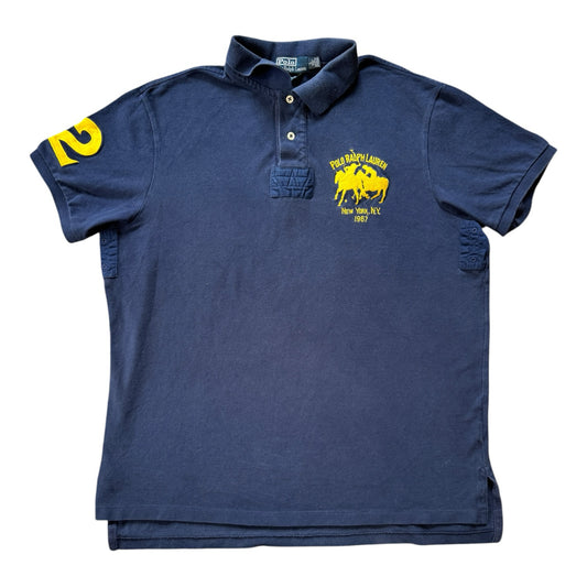 Large Ralph Lauren Navy and Yellow Big Pony Polo Shirt