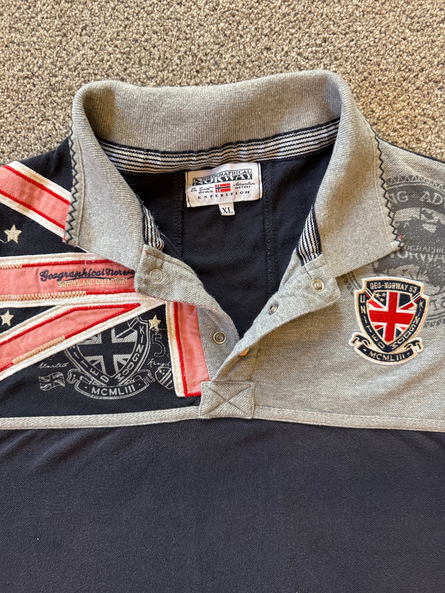 Extra large Geographical Norway Navy Polo Shirt