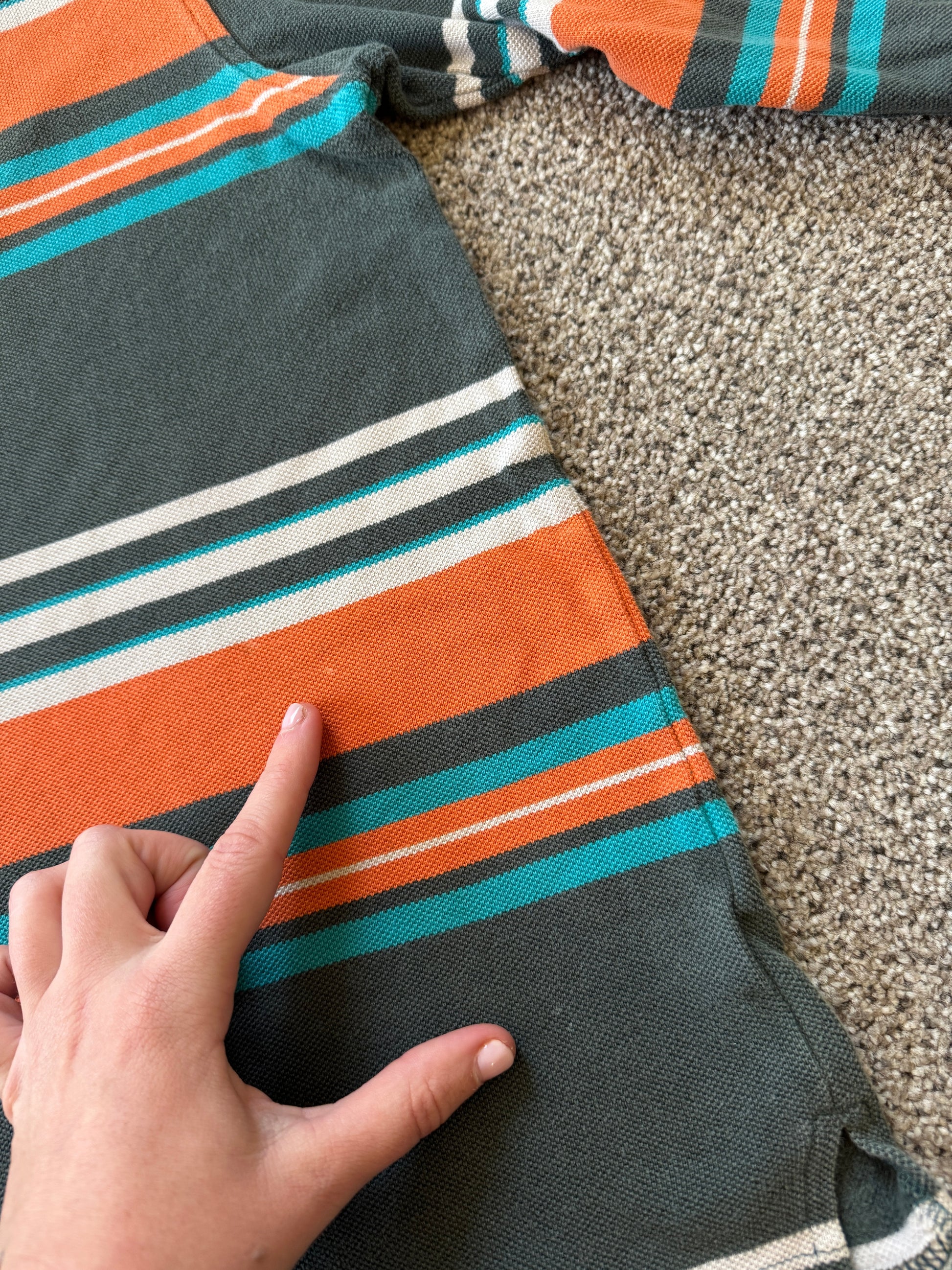 Medium Lacoste Orange and Grey Long Sleeved Polo Shirt