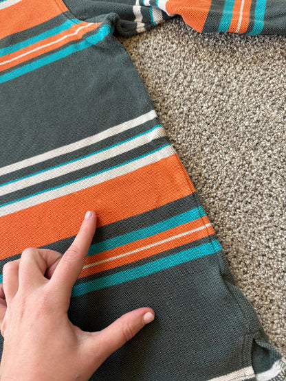 Medium Lacoste Orange and Grey Long Sleeved Polo Shirt