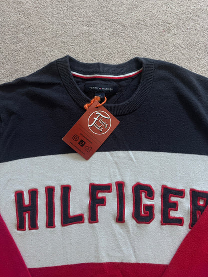 Small Tommy Hilfiger Navy, Red and White Spellout Sweatshirt